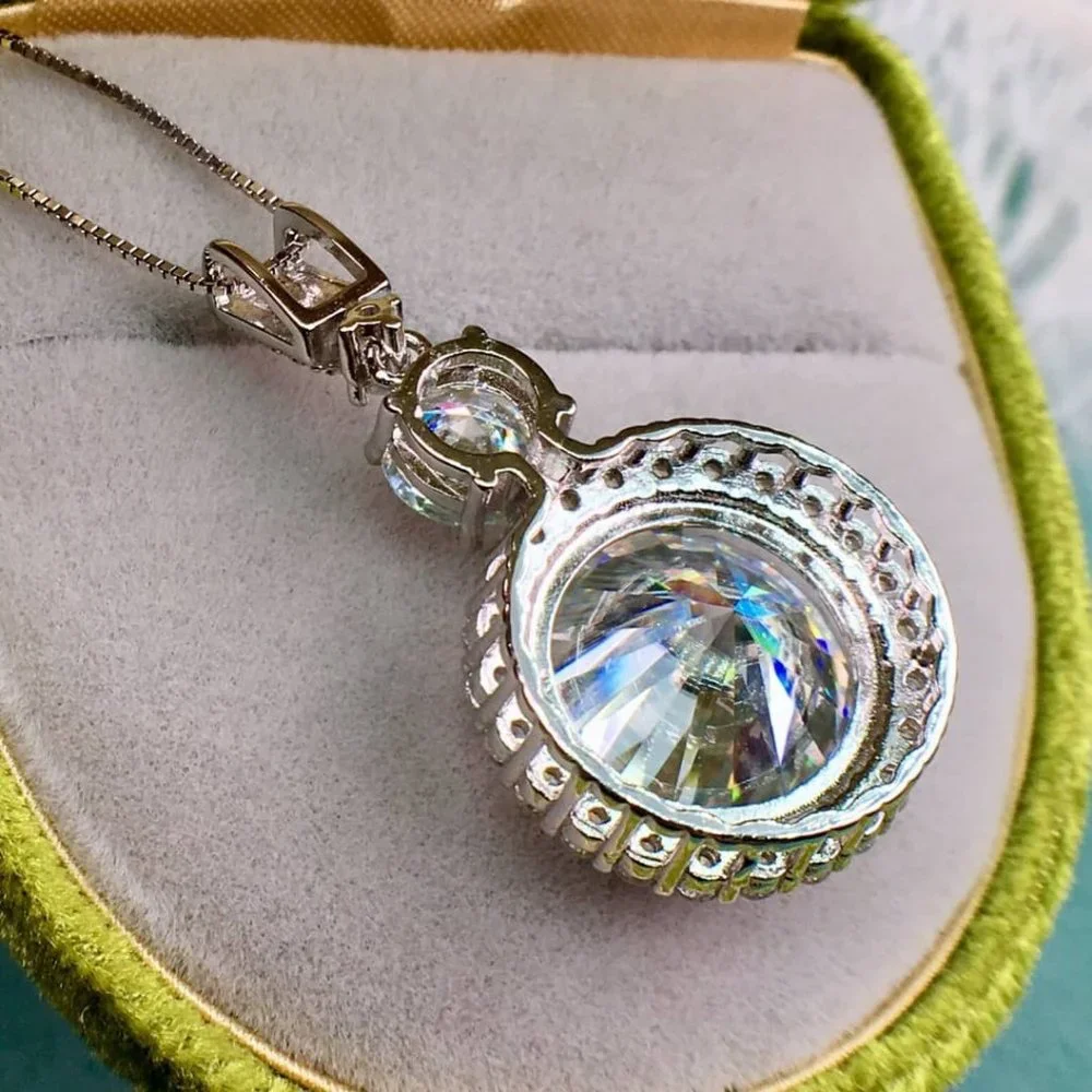 Certified 11ct. t.w. Diamond Moissanite Halo Necklace NEW - Picture 3 of 8